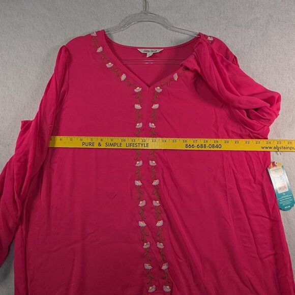 Pioneer Woman Shark Bite Hem Tunic Size XL Pink Peasant Top Embroidered NWT - Picture 7 of 9